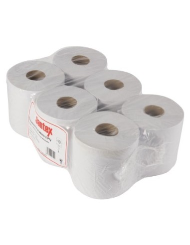 Bobines blanches 2 plis à dévidage central Jantex (lot de 6)