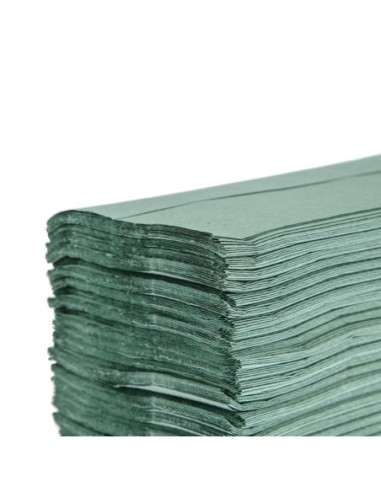 Essuie-mains 1 pli pliage en Z vert 250 feuilles Jantex (lot de 12)