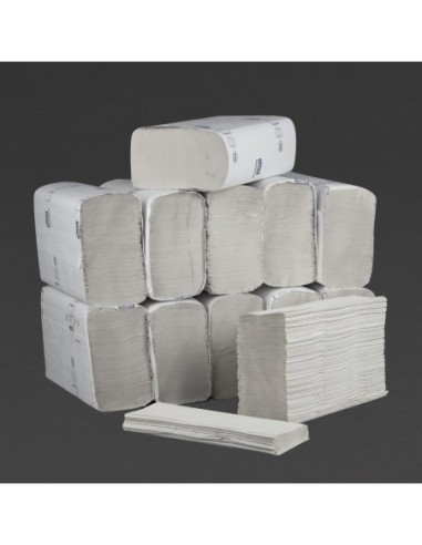 Essuie-mains 1 pli pliage en Z Tork blanc (lot de 12)