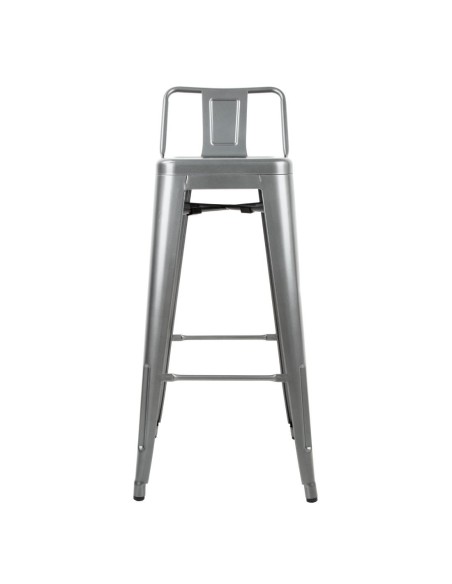 Tabourets hauts en acier gris métal avec dossier Bolero Bistro (lot de 4)