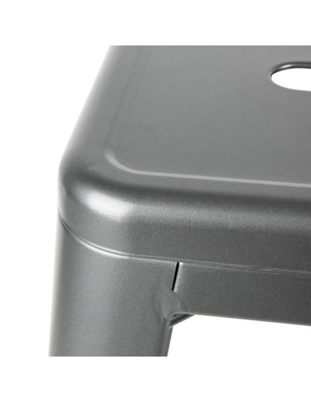 Tabourets hauts en acier gris métal avec dossier Bolero Bistro (lot de 4)