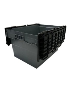 Caisse de transport/stockage en plastique Vogue avec couvercle attaché 600x400x320mm