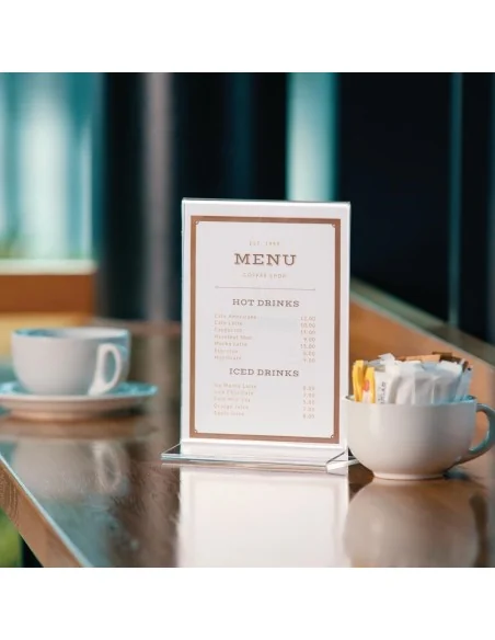 Porte-menu vertical en acrylique Olympia A5