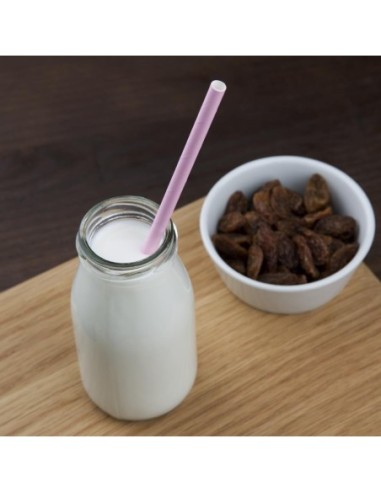 Pailles compostables en papier roses Fiesta Compostable (lot de 250)