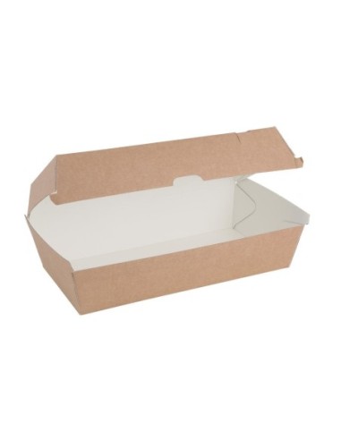 Grandes boîtes kraft avec couvercle à charnière compostables Fiesta Compostable 204mm (lot de 100)