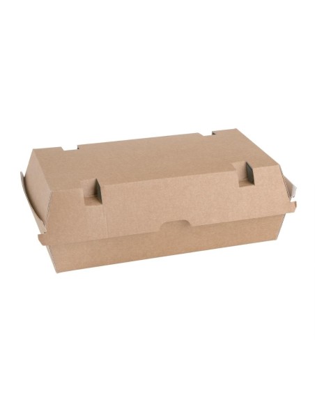 Grandes boîtes kraft avec couvercle à charnière compostables Fiesta Compostable 204mm (lot de 100)