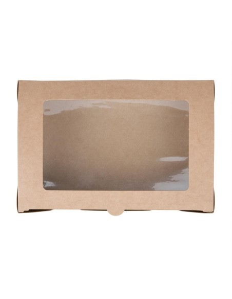 Boîtes salade compostables avec fenêtre en PLA Fiesta Compostable 1600ml (lot de 200)