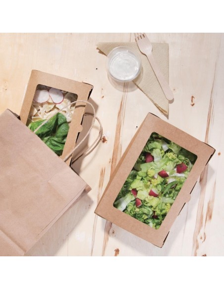 Boîtes salade compostables avec fenêtre en PLA Fiesta Compostable 1600ml (lot de 200)