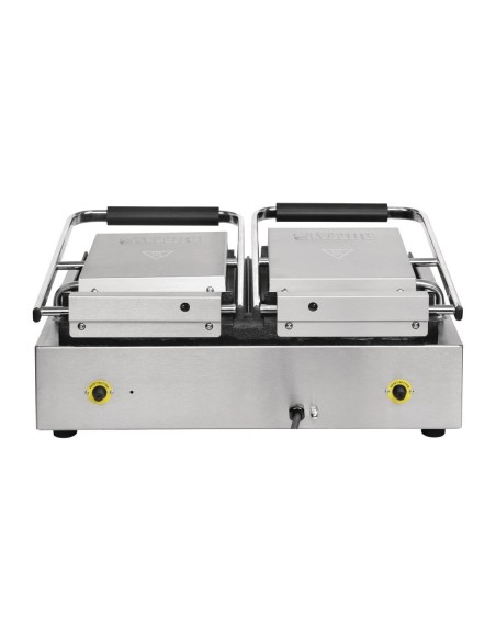 Gril de contact double Buffalo lisse à gauche/rainuré à droite