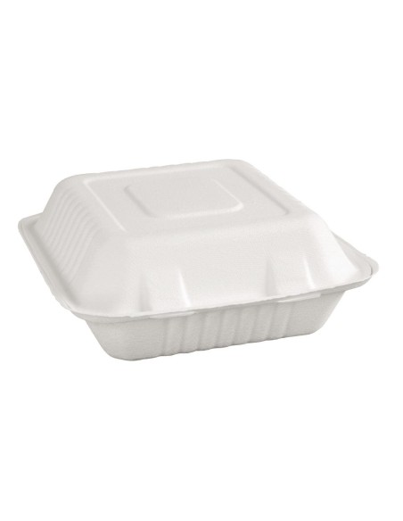 Boîtes avec couvercle à charnière Recyclables en bagasse Fiesta Recyclable 223mm (lot de 200)
