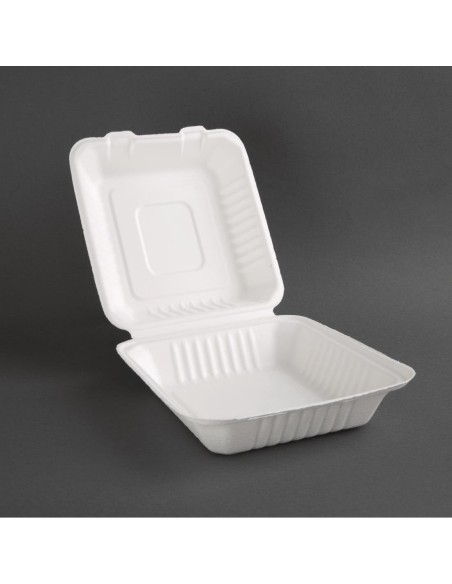 Boîtes avec couvercle à charnière Recyclables en bagasse Fiesta Recyclable 223mm (lot de 200)