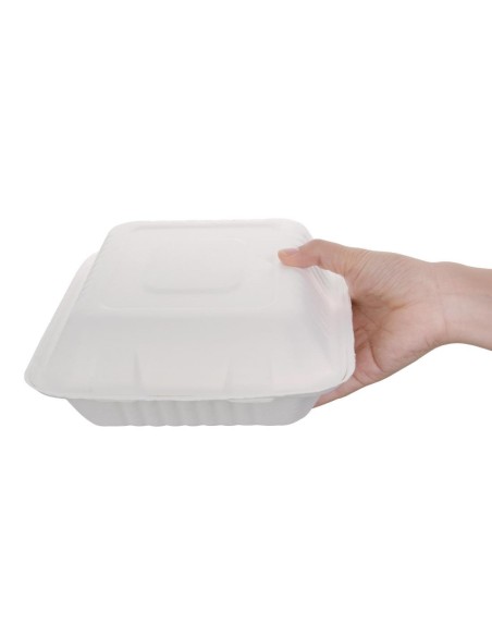 Boîtes avec couvercle à charnière Recyclables en bagasse Fiesta Recyclable 223mm (lot de 200)
