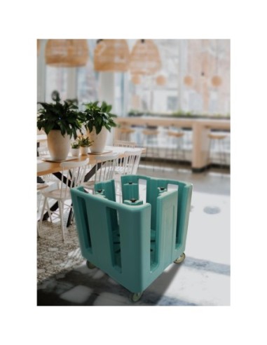 Chariot à vaisselle réglable compact Cambro bleu ardoise