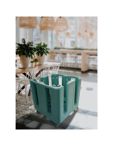 Chariot à vaisselle réglable compact Cambro bleu ardoise