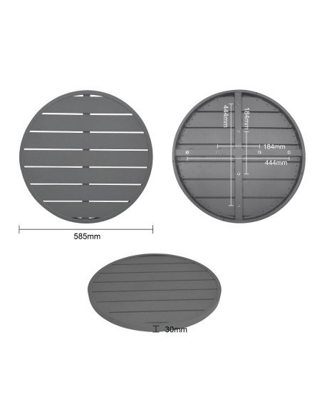 Plateau de table rond en aluminium Bolero gris foncé 580 mm