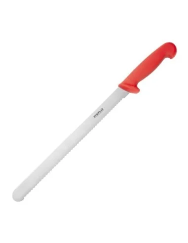 Couteau à trancher denté Hygiplas rouge 30cm
