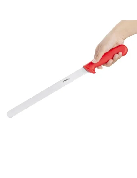 Couteau à trancher denté Hygiplas rouge 30cm