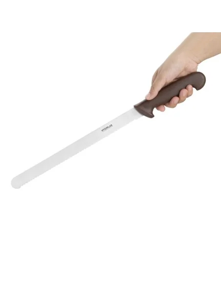 Couteau à trancher denté Hygiplas marron 30cm
