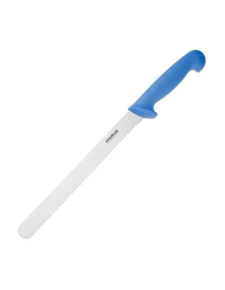 Couteau à trancher denté Hygiplas bleu 25cm