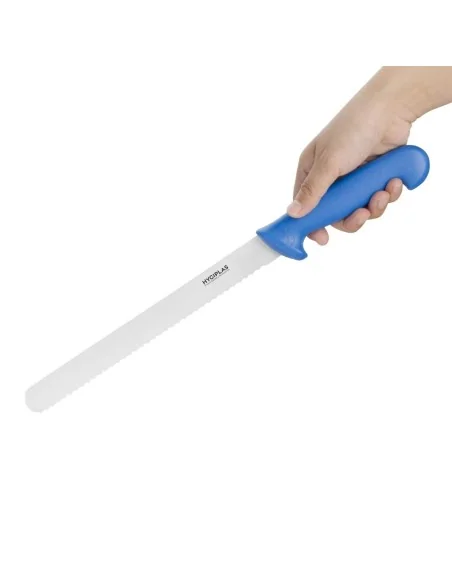 Couteau à trancher denté Hygiplas bleu 25cm
