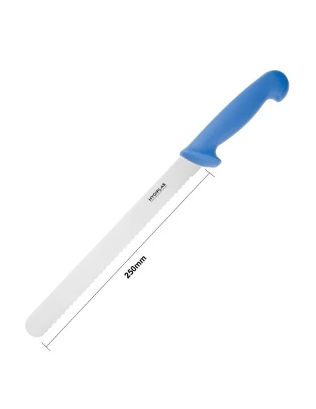Couteau à trancher denté Hygiplas bleu 25cm