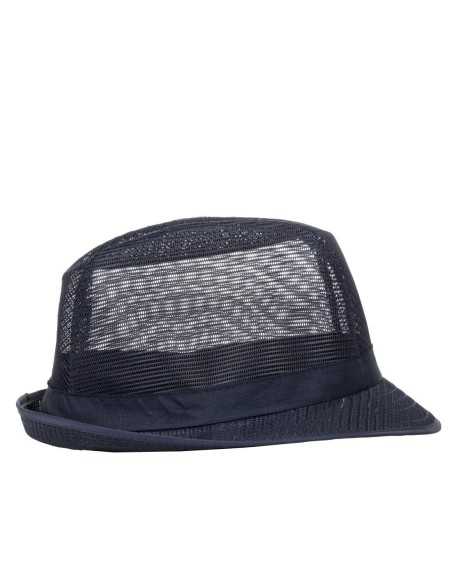 Chapeau Trilby bleu marine avec résille S