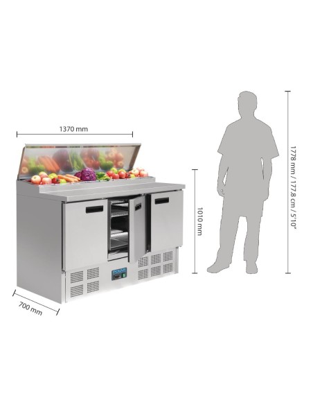 Comptoir de préparation réfrigéré pizzas et salades Polar Série G 390L