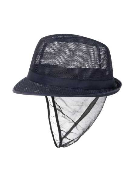 Chapeau Trilby bleu marine avec résille S