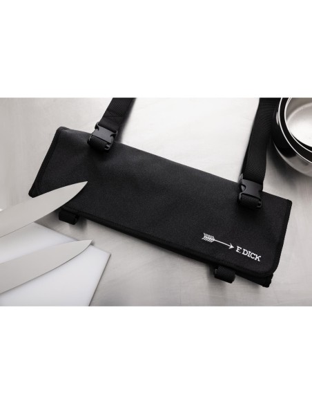 Trousse enroulable en tissu avec sangle Dick noire 11 pièces