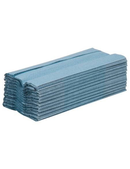 Essuie-mains 1 pli pliage en C Jantex bleu 2850 feuilles (lot de 15)