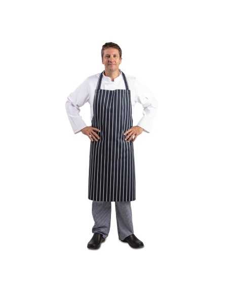 Tablier bavette Whites rayé marine et blanc XL