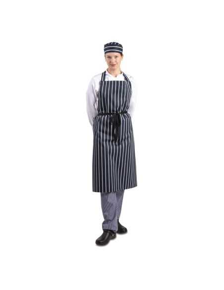 Tablier bavette Whites rayé marine et blanc XL