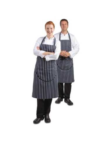 Tablier bavette Whites rayé marine et blanc XL