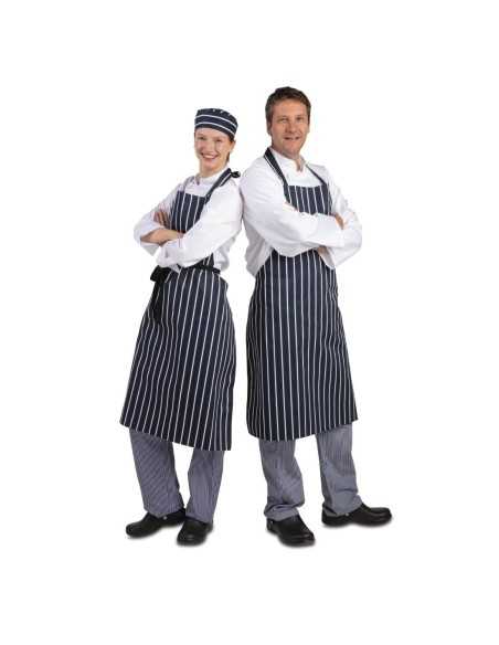 Tablier bavette Whites rayé marine et blanc XL