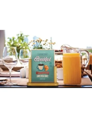 Porte-menu de table acrylique avec cadre en bois Securit teck A5