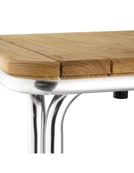 Table carrée en frêne et aluminium Bolero 700mm