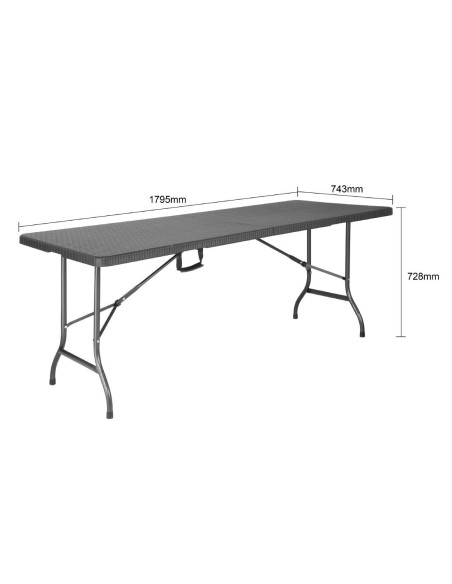 Table pliante rectangulaire en rotin PE Bolero noire 