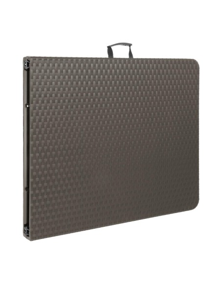 Table pliante rectangulaire en rotin PE Bolero marron 