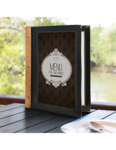 Protège-menu en bois Securit noir A4