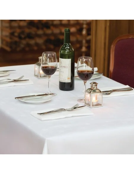 Serviettes blanches en coton bande de satin Mitre Luxury