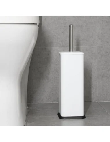 Brosse et support WC carré blanc Jantex