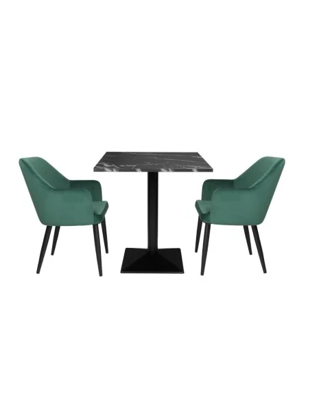 Table carrée Bolero Complete effet pierre noire 700mm