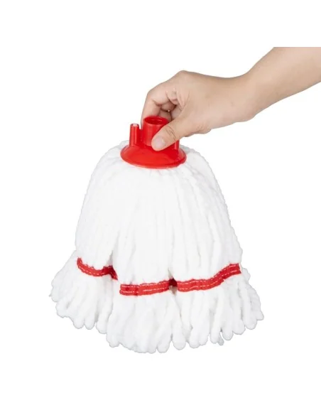 Tête serpillière en microfibre Jantex bande rouge 150g