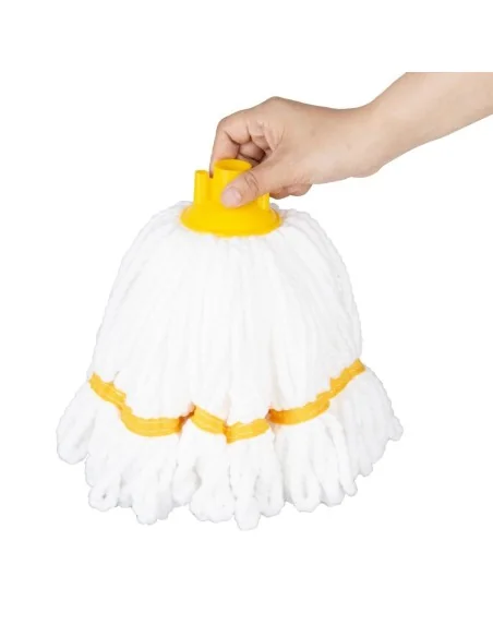 Tête serpillière en microfibre Jantex bande jaune 150g