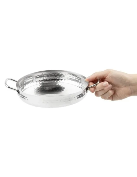 Plat double poignée en inox martelé Olympia Table Presentation 180mm