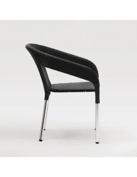 Fauteuils enveloppants bistro en rotin PE anthracite Bolero (lot de 4)