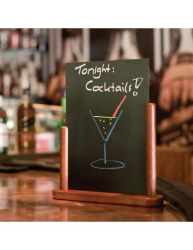 Ardoise de table Securit finition acajou 320 x 270mm