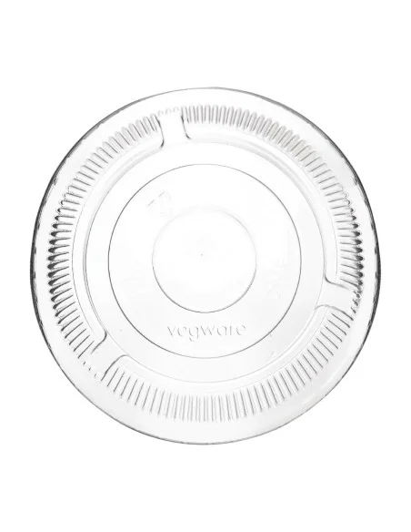Couvercles plats PLA sans trou compostables pour gobelets boissons froides Vegware série 96 (lot de 1000)