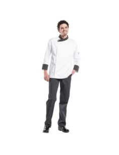 Pantalon de cuisine mixte Chaud Devant Ligne Noir rayé noir et blanc 38