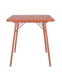 Table carrée à lattes en acier Bolero terracotta 2